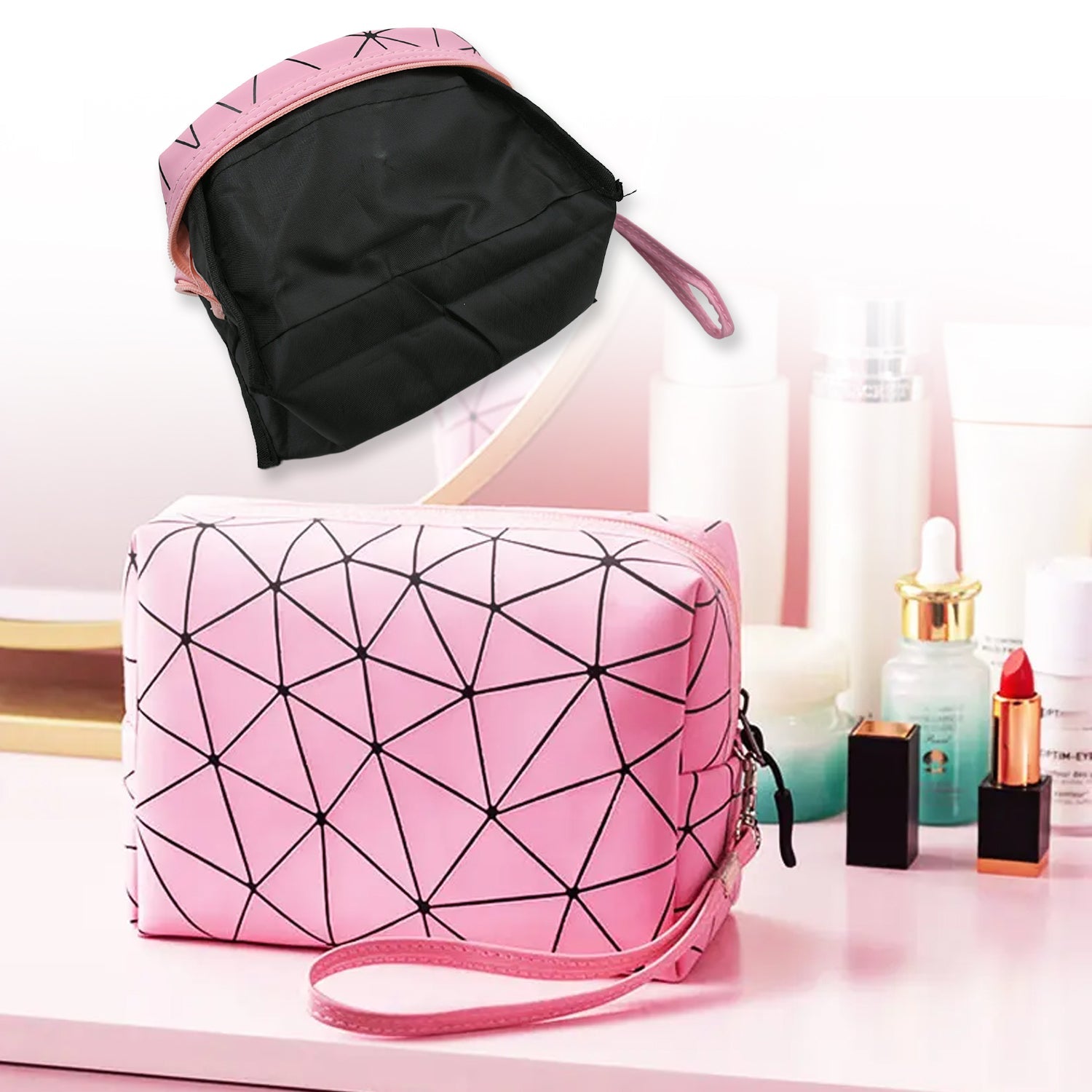 12631 Multipurpose Portable Travel Hand Pouch With Zipper / Bag Makeup Pouch for Women, Travel Makeup Bag Portable Carry Cosmetic Organizer Bag Pouch for Girls 12631 Multipurpose Portable Travel Hand Pouch With Zipper / Bag Makeup Pouch for Women, Travel Makeup Bag Portable Carry Cosmetic Organizer Bag Pouch for Girls